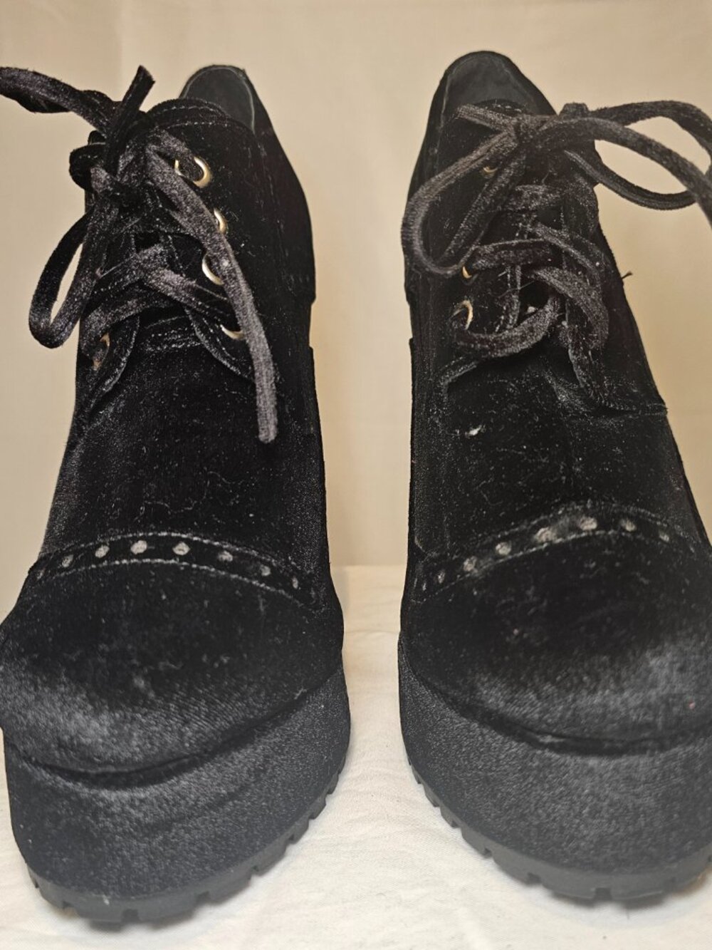 Jeffrey Campbell Pomeroy Velvet Platform Oxford Booties Lace Up Women's Size 10 - Picture 3 of 7